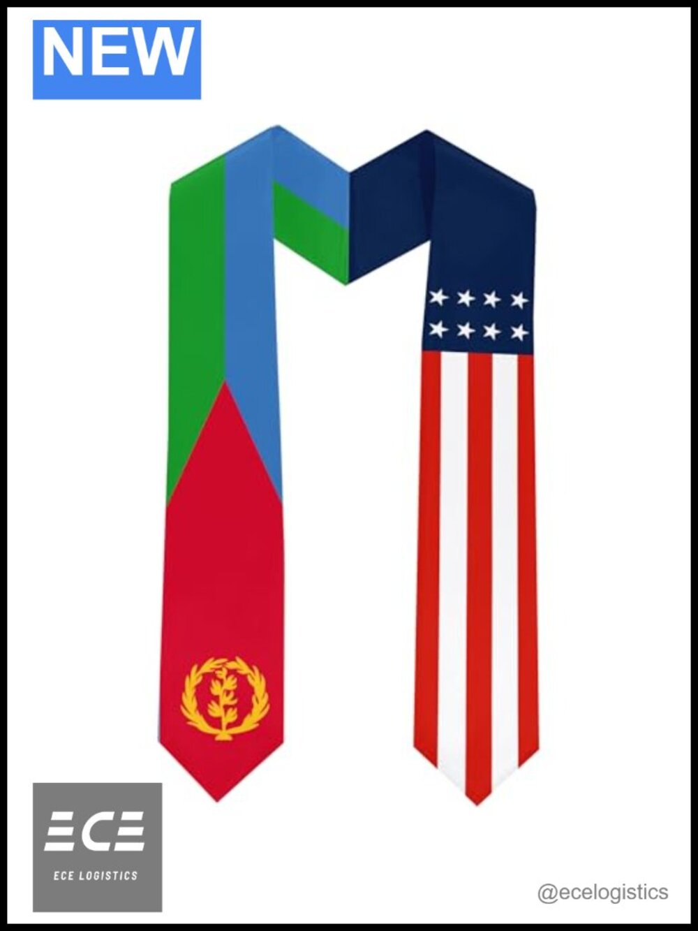 Eritrea Flag Graduation Sash Stole 100% Satin Double Sided Unisex